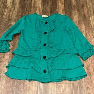 Girls Nuggles Green Ruffles & Ruffle Sleeve Top - Size 10 Little Girls‎